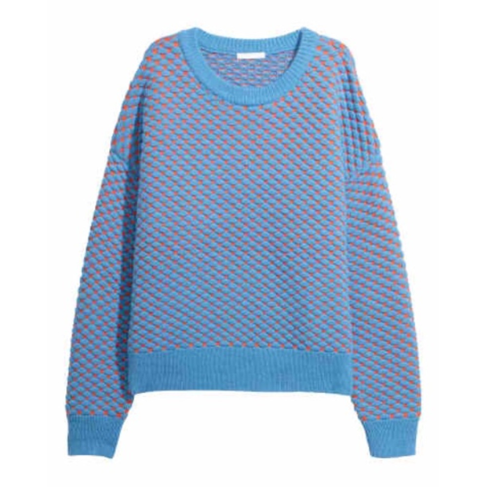 H&M orange and blue textured sweater